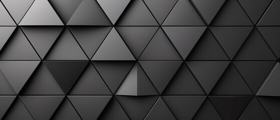 Polished, Semigloss Wall background with tiles. Triangular, tile Wallpaper with 3D, Black blocks. 3D Render