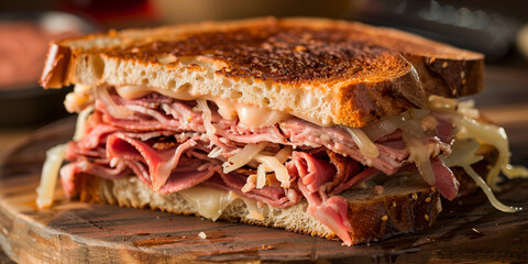 Classic reuben sandwich on the table