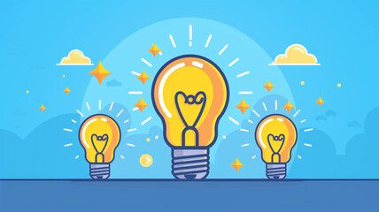 A creative approach on the light bulb concept, including a creative and unconventional idea presented in a flat design.