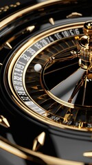Close-up view of a luxurious golden watch face
