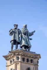 Fototapeta na wymiar The Johannes Gutenberg monument on the southern Rossmarkt by sculptor Eduard Schmidt von der Launitz.