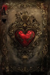 Elegant vintage heart illustrations with intricate gold accents and a romantic ambiance