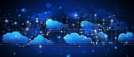 Blue Digital Cloud Infrastructure and Technology Concept Art