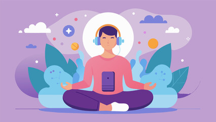 Obraz premium A meditation app that uses soothing music calming colors and gentle vibrations to provide a multisensory relaxation experience..