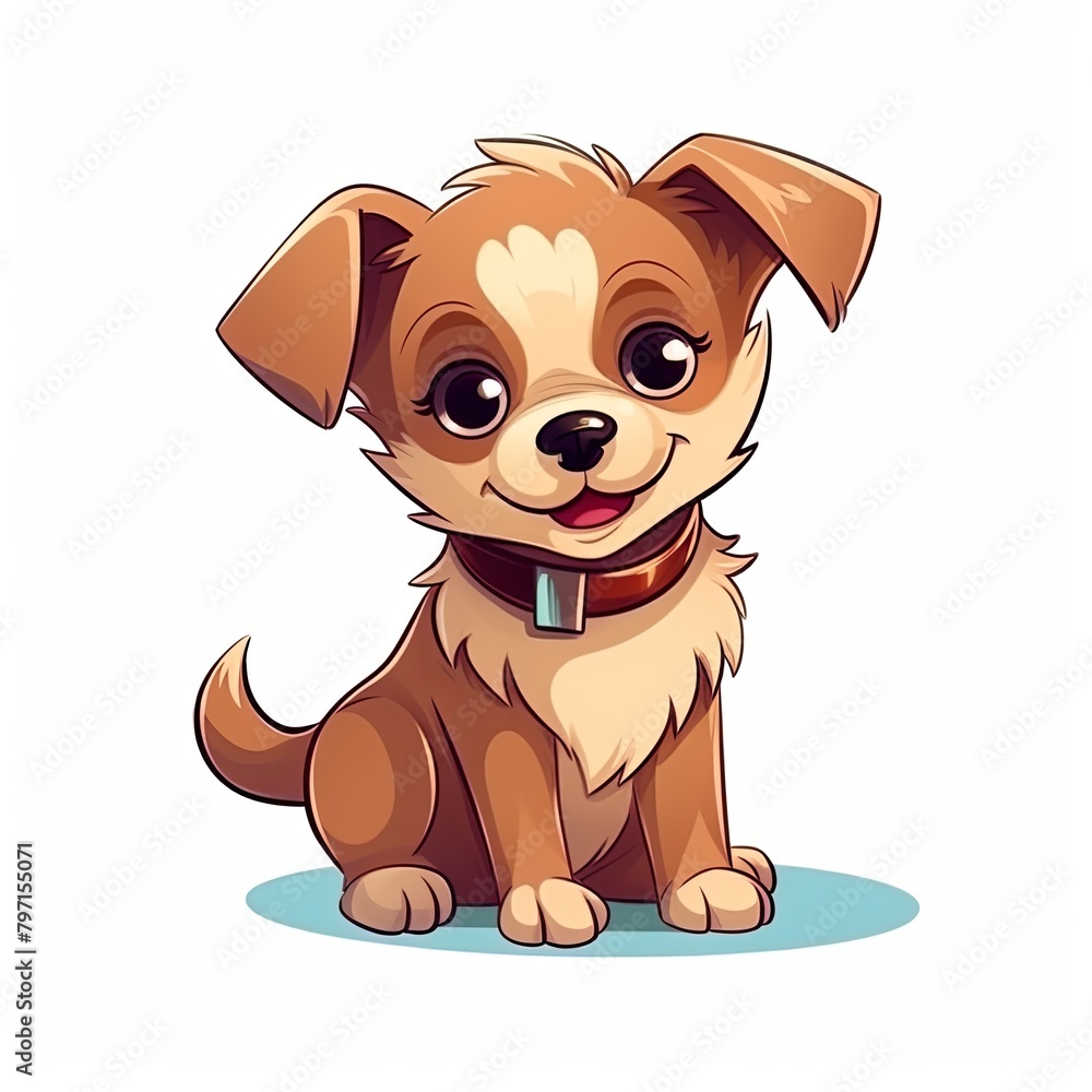 Wall mural flat illustration of cute pleasant puppy