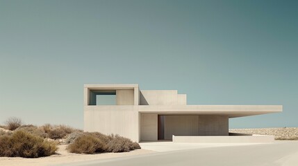 Sleek modern architecture with clean lines, embodying minimalism and elegance against natural landscapes