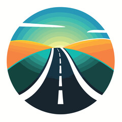 Road abstract in circle in cartoon, doodle style. Image for t-shirt, web, mobile apps and ui. Isolated 2d vector illustration in logo, icon, sketch style, Eps 10. AI Generative