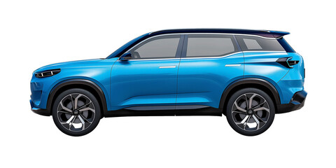 blue SUV car isolated on a transparent or a white background, cut out, PNG