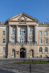 Fototapeta na wymiar Deutsche Post building with signage and logo on historic facade