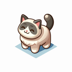 Isometric cute Siamese kitten cat kawaii character design isolated on white background, adorable pet clip art, vector illustration.