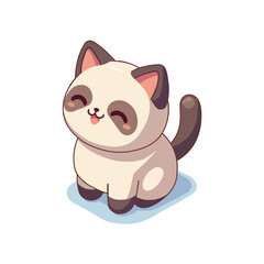 Isometric cute Siamese kitten cat kawaii character design isolated on white background, adorable pet clip art, vector illustration.