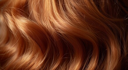 Close-up of wavy auburn hair texture - obrazy, fototapety, plakaty