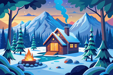 Visualize a cozy winter cabin getaway, with crackling fires and snowy landscapes creating a romantic setting for your prewedding escape