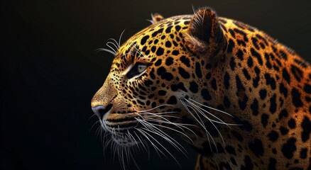 Obraz premium Majestic Leopard Profile Against Dark Background