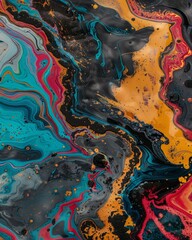 Abstract colorful paint marbling swirls