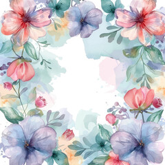 pastel watercolor background with flower frame
