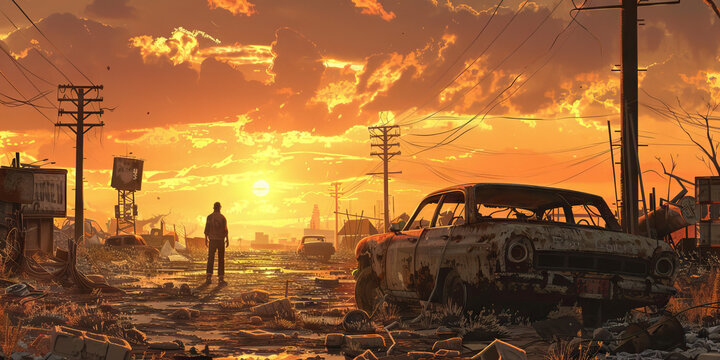 Ashen Skies: Life After the Fallout - A world where the skies are forever tainted with ash, symbolizing the aftermath of nuclear fallout and the challenges of rebuilding