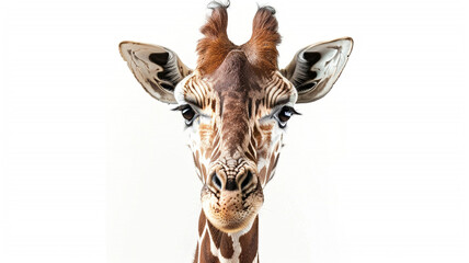 alone giraffe on a white background.