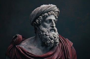 Obraz premium Classic marble statue of a philosopher with a thoughtful expression