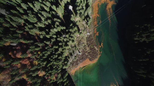 Aerial video over Scropoasa lake Romania