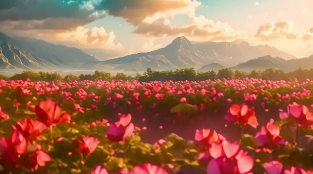 view of hibiscus fields. 4k video