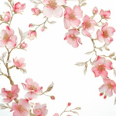 Elegant cherry blossoms on a white background