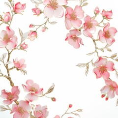 Fototapeta premium Elegant cherry blossoms on a white background