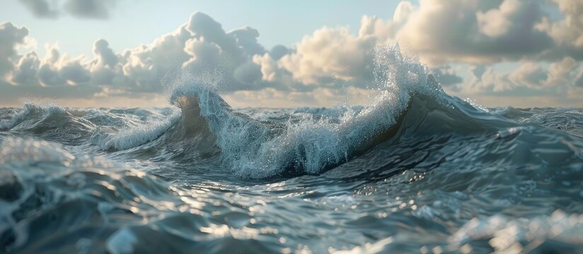 Powerful D Rendered Wave Displaying Oceans Natural Height and Flow