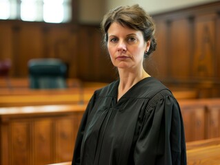 Confident female judge in a courtroom