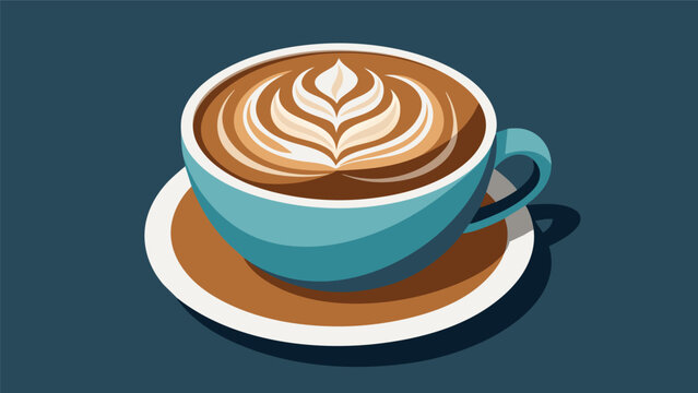 An artisanal latte art design crafted with precision and detail floating atop a creamy cappuccino..