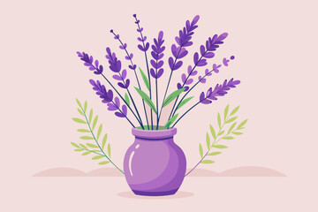 A vase filled with fragrant lavender sprigs, bringing a calming aroma to the room