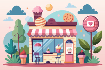 A trendy ice cream parlor with Instagramworthy decor, perfect for capturing stylish photos