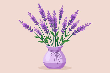 A vase filled with fragrant lavender sprigs, bringing a calming aroma to the room