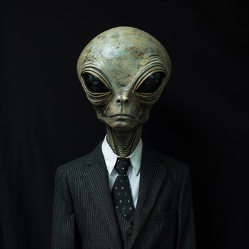 Extraterrestrial being in business attire posing for a portrait
