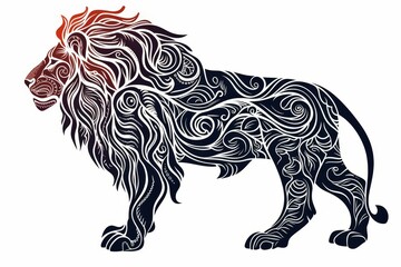 Obraz premium Stylized Illustration of a Majestic Lion with Ornate Patterns