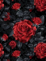 Elegant red roses on a dark background