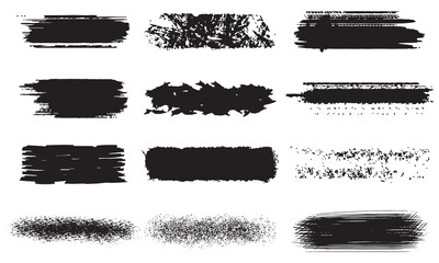 Collection of different grunge black brush stroke labels
