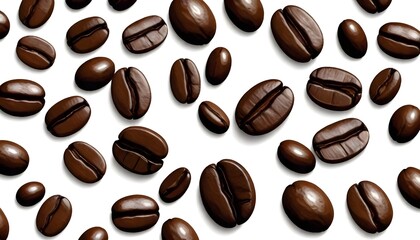Obraz premium Roasted Coffee Beans Digital Painting Illustration Background Coffeeshop Hot Drink Design