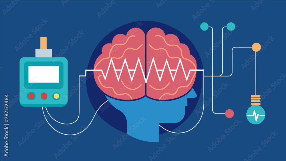 Aufkleber a visualization of the deep brain stimulation device emitting electrical pulses that disrupt abnorma