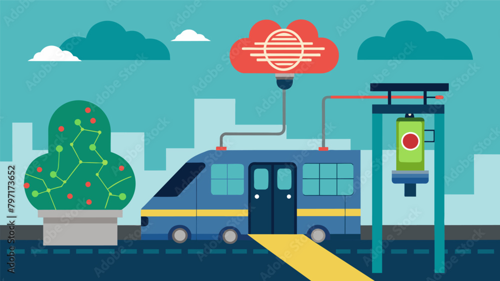 Poster a public transportation station equipped with brain scanning technology flagging any suious activity