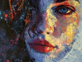 Colorful portrait of a woman's face