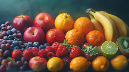 Rainbow collection of fruits and vegetables
