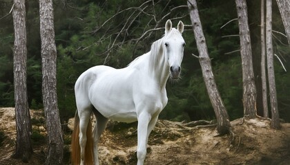 ai generative of skinny white horse