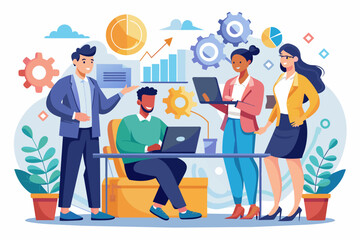 A group of business people collaborating on a project