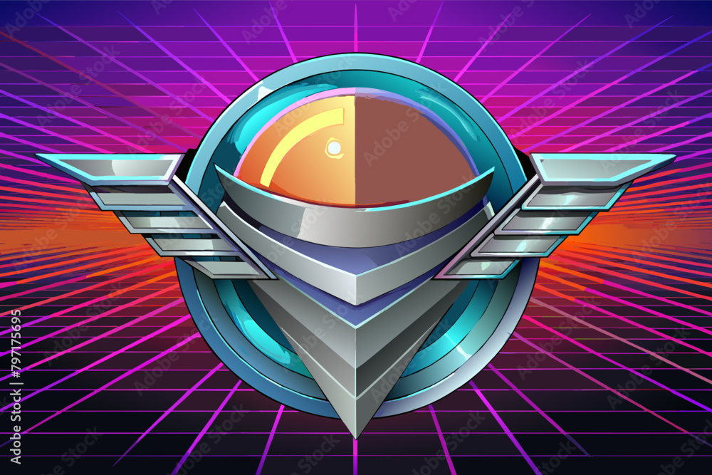 Poster a gradient mesh with a metallic sheen, creating a high-tech aesthetic.