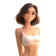 Fototapeta premium A vibrant cartoon character exudes natural beauty in a studio setting radiating confidence while showcasing skincare cosmetics and facial treatments against a sleek mock up background The fig