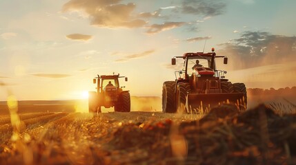Fototapeta premium Digger machines working in sun view