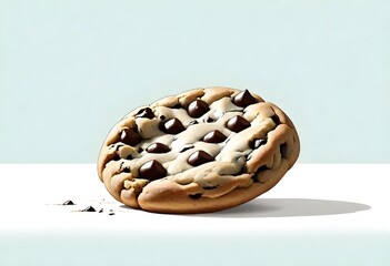 Chocolate Chip Cookie Digital Painting Isolated Sweet Bakery Illustration Background Food Design - obrazy, fototapety, plakaty