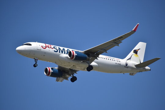 Airbus A320 aircraft of Jetsmart airline approaching Buenos Aires airport