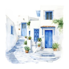 Fototapeta premium Greece architecture staircase building.
